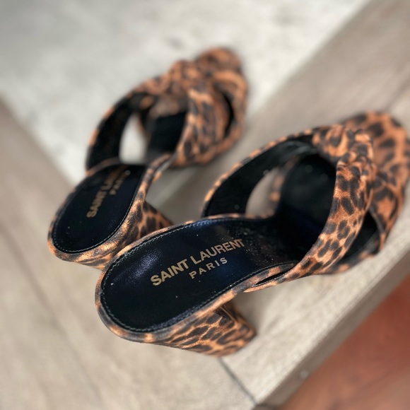 Saint Laurent | Shoes | Saint Laurent Bianca Leopard Print Suede Heeled ...
